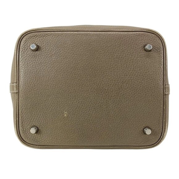 Auth HERMES Picotin Lock MM Etoupe Taurillon Clemence Y Handbag - Picture 7 of 16